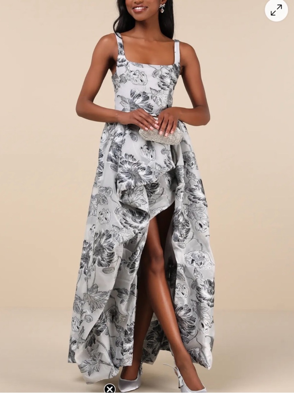 Eilliatt Blossom Silver High Low Maxi Dress Sz 10